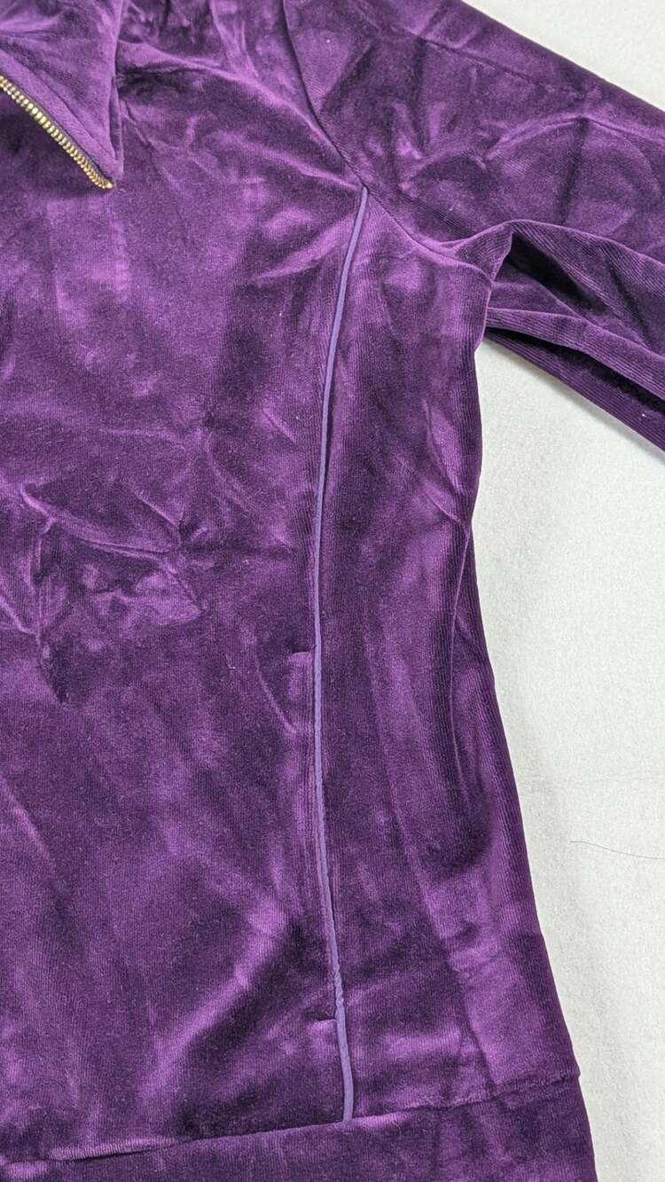 Lauren Ralph Lauren Purple Velour Zip-Up Jacket, Size L, Mob Wife Y2k - Picture 6 of 12